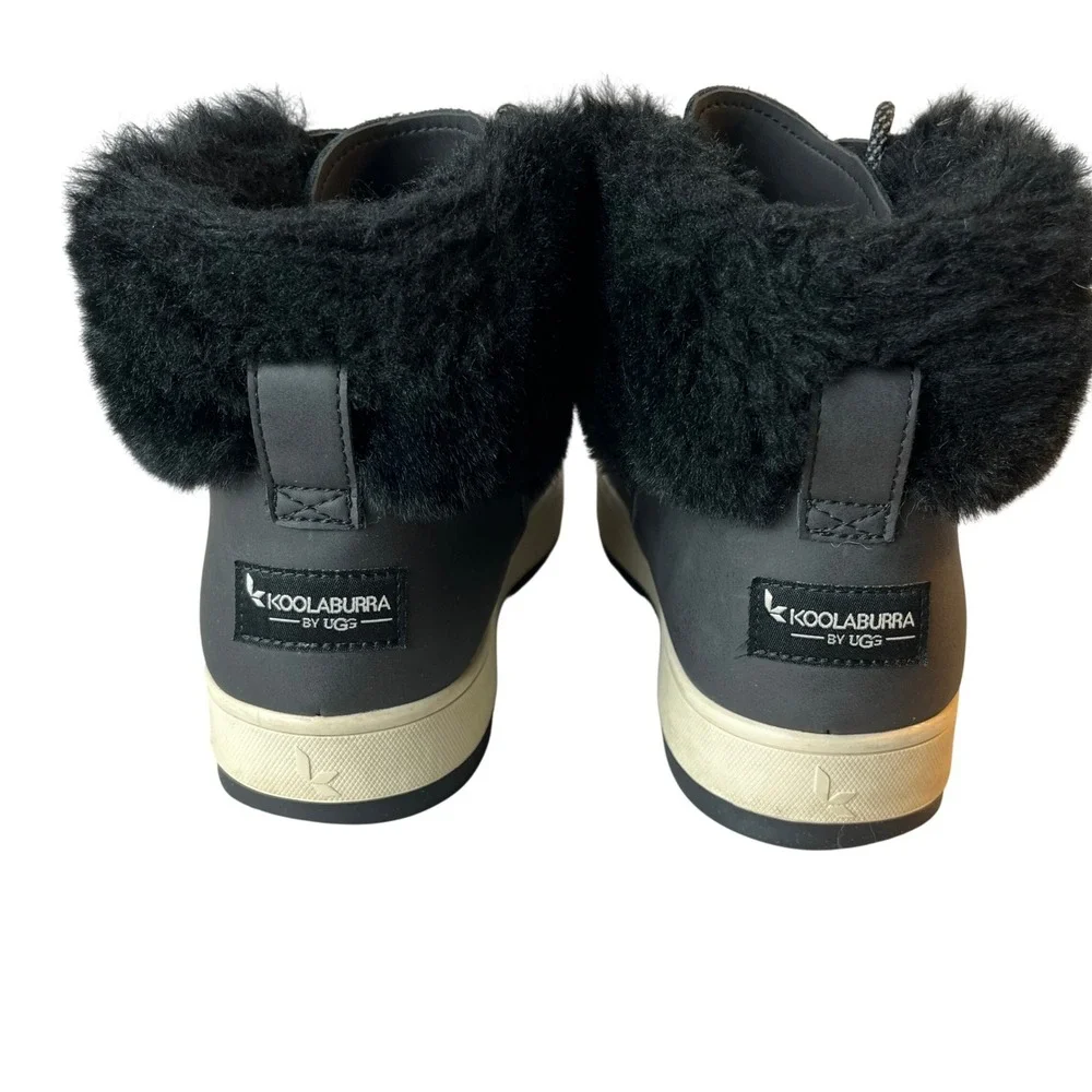 Koolaburra by UGG Black Suede Faux Fur Lace Up Hiker Boots Womens 8